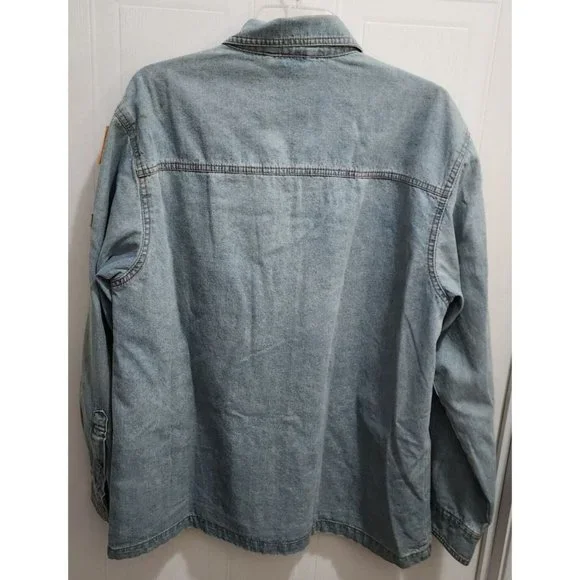 VTG Duke Haband USA Army Jungle Patch Flannel Lined Denim Full Zip Jacket Size M - Picture 13 of 16